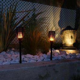 LUMI GARDEN Conjunto de 2 Mini Linternas Solares Maity Sun con Efecto de Llama, LED, H 70 cm, Luz Blanco Cálido