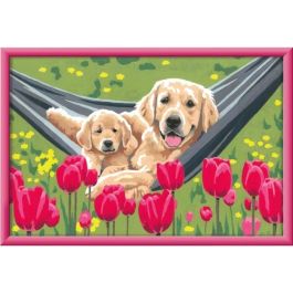 CreArt Kids - Labrador y tulipanes (31 x 21 cm), kit de pintura por números, a partir de 7 años, 25852, Ravensburger CreArt Kids - Labrador y tulipanes (31 x 21 cm), kit de pintura por números, a partir de 7 años, 25852, Ravensburger