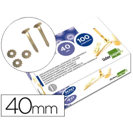 Liderpapel Encuadernadores Latonados con Arandela 40 mm Caja de 100 Unidades