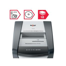 Destructora De Documentos Rexel Momentum Extra Xp418+ Capacidad De Corte 18 Hojas Destruye Grapas Clips