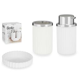Set Baño 3 Piezas Blanco Berilo - Jabonero, Dispensador y Bote (12 Unidades) Precio: 55.59000029. SKU: S3611102