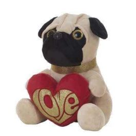 Peluche pug dog corazón 26 cm Precio: 8.04287. SKU: B1K7V85FMB