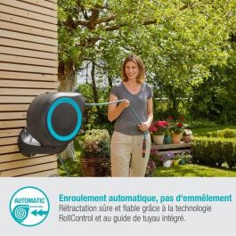 Gardena Rollup Portamangueras automático 15m, anti UV y algas, incluye lanza pulverizadora y conectores Gardena Rollup Portamangueras automático 15m, anti UV y algas, incluye lanza pulverizadora y conectores