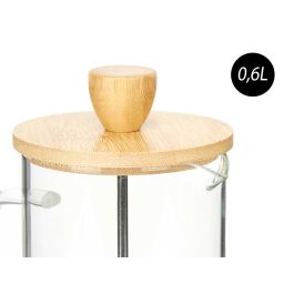Vivalto Tetera Embolo Borosilicato Tapa Bambú 600ml 13.5x19x9cm