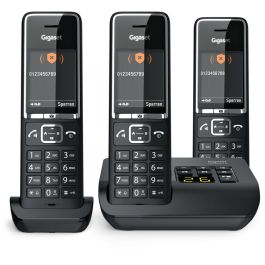 Gigaset COMFORT 550A Teléfono Inalámbrico Trio Negro con Contestador Automático y Altavoz, 200 Contactos