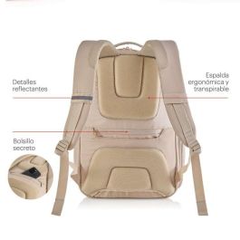 Miquelrius MR19564 Mochila Mediana Beige Bag To Work Poliéster Repelente al Agua con Compartimento para Portátil hasta 16” y Tablet