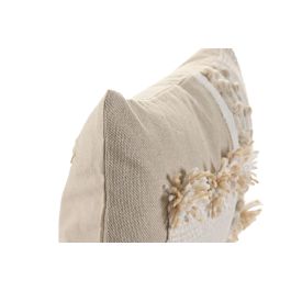 DKD Home Decor Cojín Decorativo Estilo Boho de Algodón Beige 30x50 cm, Hecho a Mano, Pack de 2 Unidades, con Cremallera, Gramaje 350 grs