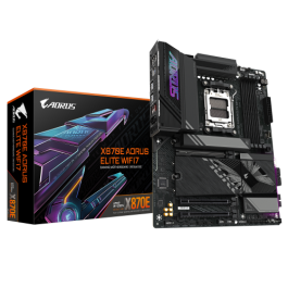 GIGABYTE Placa base X870E A ELITE WIFI7 - Compatible con CPUs AMD Ryzen 9000, VRM digital de 16+2+2 fases, hasta 8000MHz DDR5 (OC), 4xPCIe 5.0 + 4xM.2, Wi-Fi 7, LAN 2.5GbE, USB 3.2 Gen 2x2