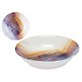 Plato Porcelana Hondo 21Cm Rayas Vessia (24 Unidades) Plato Porcelana Hondo 21Cm Rayas Vessia (24 Unidades)