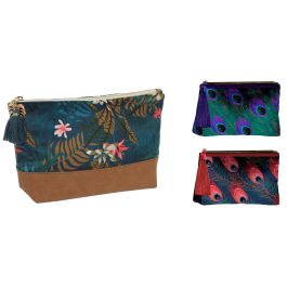 DKD Home Decor Neceser de Poliéster Glam Colección Peacock Verde Lila 7x16x26 cm (4 Unidades)