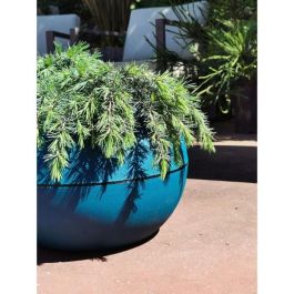 Jardinera redonda RIVIERA GRANIT BOULE - Plástico - Diámetro 40 cm - Azul Jardinera redonda RIVIERA GRANIT BOULE - Plástico - Diámetro 40 cm - Azul