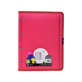 Carchivo Carpeta 4 Anillas 20 mm Polipropileno Rígido DIN A4 Roja con Recambio 100 Hojas y Gomilla