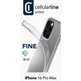 Cellularline Funda Fine Case para iPhone 16 Pro Max, Blanda, Ultrafina y Ultratransparente de Caucho, Resistente a Impactos