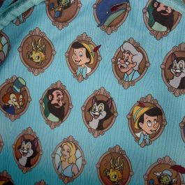Loungefly Mochila Pinocho Disney Cameo 28cm - Piel Sintética, Tirantes Ajustables, Bolsillo Delantero con Cremallera
