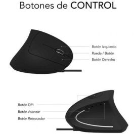 SUBBLIM GLIDE VERTICAL ERGO WIRED MOUSE BLACK