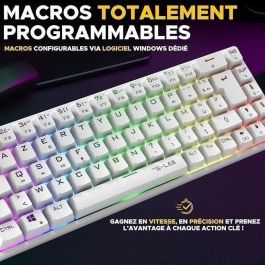 Teclado inalámbrico para juegos - The G-Lab - KEYZ TITAN - Mecánico (Interruptor rojo) - Azerty - Triple modo - RGB - Blanco Teclado inalámbrico para juegos - The G-Lab - KEYZ TITAN - Mecánico (Interruptor rojo) - Azerty - Triple modo - RGB - Blanco