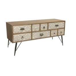 Mueble de TV DKD Home Decor 120 x 40 x 61 cm Abeto Natural Metal Blanco Precio: 205.50000031. SKU: S3044183
