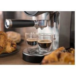 Unold 28636 Piccopresso - Máquina Espresso 0.9L, Café Molido, 20 Bares, Espumador, Negro/Acero Inoxidable