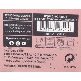 Quttin Set de 3 Emplatadores de Acero Inoxidable, Redondos 6-8-1 cm (12 Unidades)