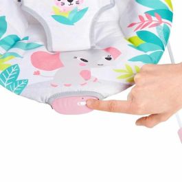 Bright Starts Hamaca Flamingo Vibes, ideal para Bebés Inquietos, con Suaves Vibraciones, Arnés de 3 Puntos y Juguetes Interactivos