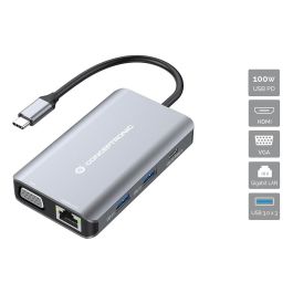 Conceptronic DONN21G Docking Station 7 en 1 USB-C a HDMI 4K, VGA, LAN GbE, USB 3.0 x3, PD 100W, Gris Precio: 47.68999983. SKU: B15YBX8WG9