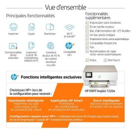 HP 242P6B V2 Impresora Multifunción Envy Inspire 7220e WiFi Doble Banda, Dúplex Automático, Imprime Escanea Copia, Color Blanca