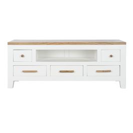 Mueble de TV DKD Home Decor Blanco Marrón Acacia Madera de mango 125 x 40 x 50 cm