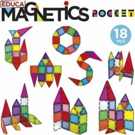 EDUCA EDU8412668202719 Estuche Magnético Juego de Construcción 18 Bloques Magnéticos, 2 Animales, 8 Cartas – 3+ Años