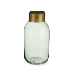 Giftdecor Jarron Cristal Liso Oro Pequeño Verde 11.5x24x11.5 cm (Set de 6)