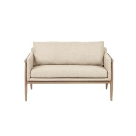 DKD Home Decor 2c24 Sofá Urban Blanco Tapizado de Poliéster y Fresno Acabado Decapé Colección Top Chairs 126.5x75x79 cm