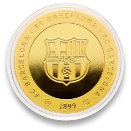 FC Barcelona Moneda Conmemorativa Oficial Spotify Camp Nou Aleación de Zinc Acabado Dorado 4cm Caja Coleccionista