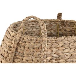 DKD Home Decor Cesta de Almacenamiento Tropical de Jacinto de Agua y Seagrass Natural 45 x 30 x 45 cm Set de 2