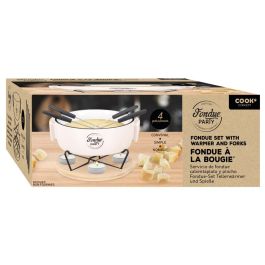 Cook Concept Fondue Para 4 Personas Table En Fête con 4 pinchos, olla cerámica y bandeja bambú