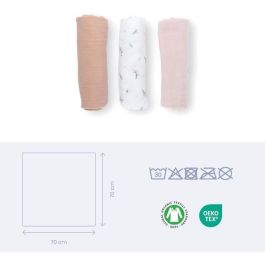Doomoo BAB5400653010787 Pack de 3 arrullos de gasa de algodón orgánico Oeko-Tex Rosa