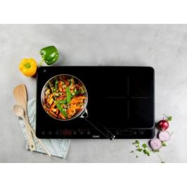 Domo DO338IP Placa de inducción 2 fuegos, 3500W, temporizador digital, 10 niveles, superficie cerámica, seguridad infantil, 56x34x7 cm