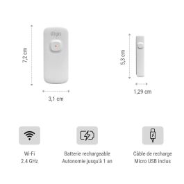 Konyks KON3770024338218 Senso Charge 2, Detector de apertura Wi-Fi puertas y ventanas, batería 1 año, notificaciones smartphone