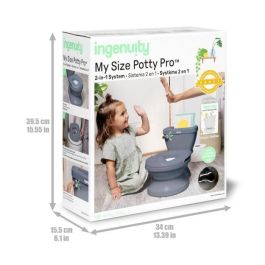 Ingenuity ING0074451111240 Inodoro infantil Mini con reductor, descarga musical y compartimento para toallitas integrado, azul