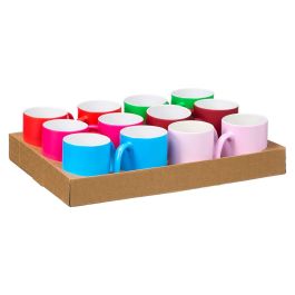 Vessia Taza Neon Surtida 6 Colores Cerámica 330ml 8.2 x 9.7 x 12 cm Apta Lavavajillas y Microondas (Set de 24)