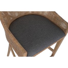 DKD Home Decor Taburete Gris Marrón 52x51x100 cm Mindi Ratan 75 cm Asiento
