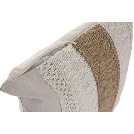 DKD Home Decor 2c25 Cojín Boho de Algodón y Yute, Natural Crudo 45 x 45 cm (2 Unidades) con Cremallera