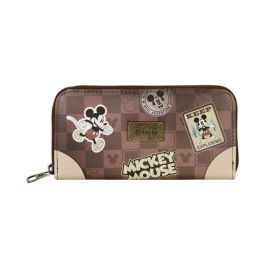 Disney Mickey Mouse Billetero Essential Journey Marrón con 12 Compartimentos para Tarjetas y Cremallera