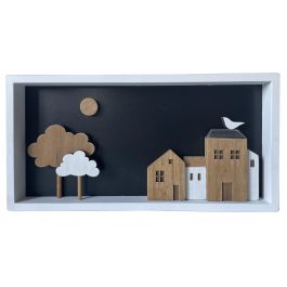 Decoracion Pared Urban DKD Home Decor Blanco Marron 3.5 x 20 x 40 cm