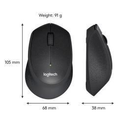 Logitech M330 Silent Plus Ratón Óptico Inalámbrico Silencioso, 1000 dpi, USB 2.4GHz, Ergonómico, 24 Meses Batería, Negro
