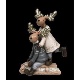 DKD Home Decor Figura Navidad Moderna de Resina | Diseño Reno | 4 Unidades Surtidas 6x18x13 cm