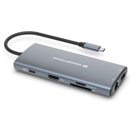 Conceptronic DONN06G Hub USB-C 10-en-1 con HDMI 4K, Ethernet Gigabit, 100W PD, 3xUSB-A, 3xUSB-C, Lector de Tarjetas - Gris