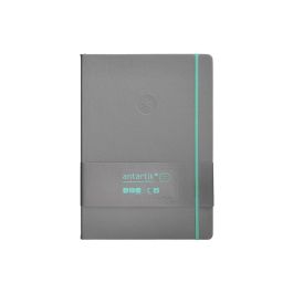 Cuaderno Con Gomilla Antartik Notes Tapa Dura A4 Hojas Rayas Gris Y Turquesa 100 Hojas 80 gr Fsc