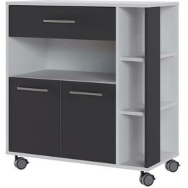 ECO Trolley 2 puertas 1 cajón - Blanco y gris - L 80 x P 39 x H 87 cm