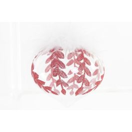 DKD Home Decor Decoración Colgante Navidad Tradicional, Cristal Poliéster, Surtido Rojo Rosa Blanco, 8x8x8 cm (12 Unidades)