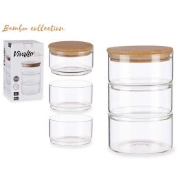 Vivalto Set 3 Tarros de Cocina de Borosilicato y Bambú con Tapa, 3x400 ml (1200 ml total) (Set de 8) Precio: 65.49999951. SKU: S3610165