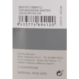Confortime Organizador de Sartenes Blanco 26 x 20.9 x 19.6 cm (12 Unidades)